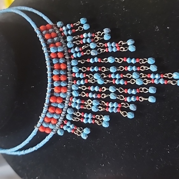 Turquoise Red Beaded Boho W Carved Scarab Natual Carved Necklace Jewelry Bundle - Picture 10 of 10